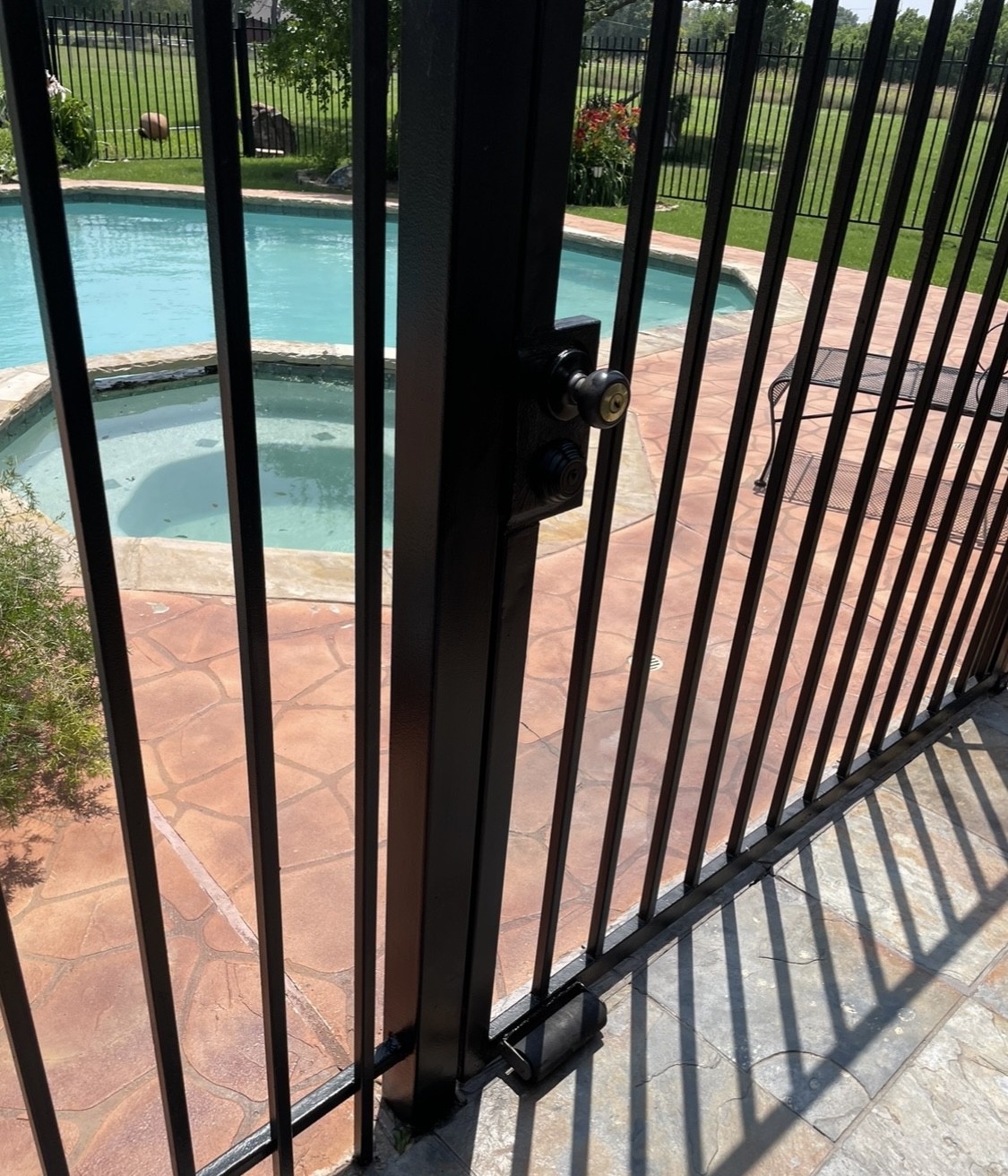 Fence gate with fresh black coating